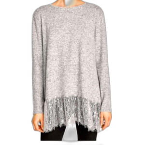 Zara Women's Lightweight Sweater With Lace Trim